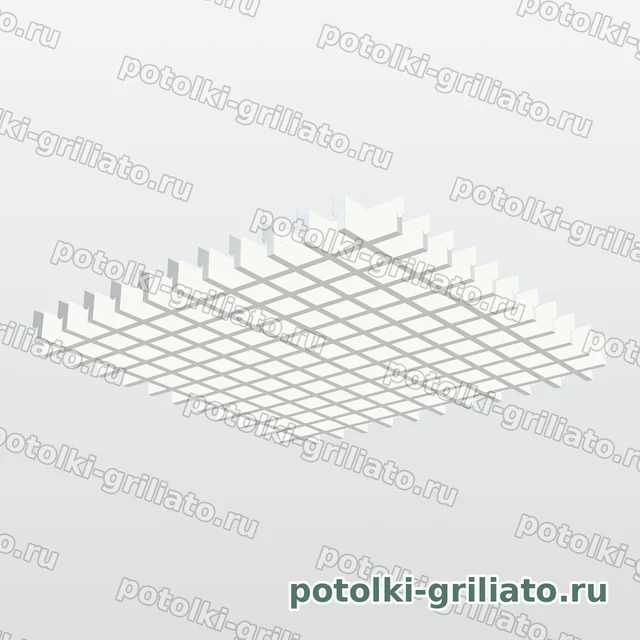 Потолок Грильято 50х50 (высота 40 мм, ширина 10 мм), Эконом, белый матовый