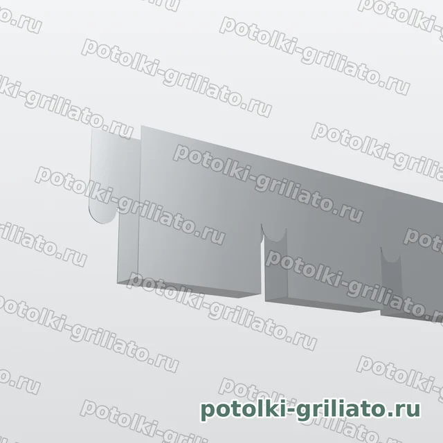Профиль Грильято ПАПА 50х50 (высота 40 мм, ширина 10 мм), Эконом, металлик, 600 мм — 3D-иллюстрация — торец профиля крупным планом
