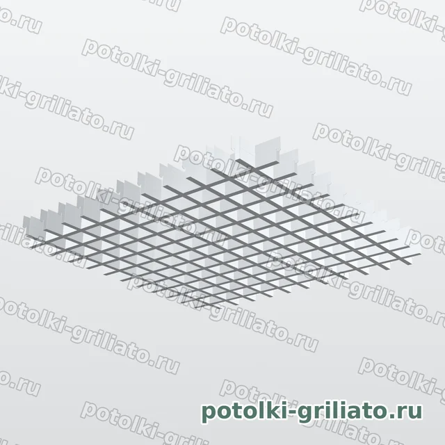 Потолок Грильято 50х50 (высота 40 мм, ширина 10 мм), Эконом, металлик