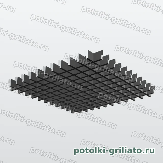 Потолок Грильято 50х50 (высота 40 мм, ширина 10 мм), Эконом, черный