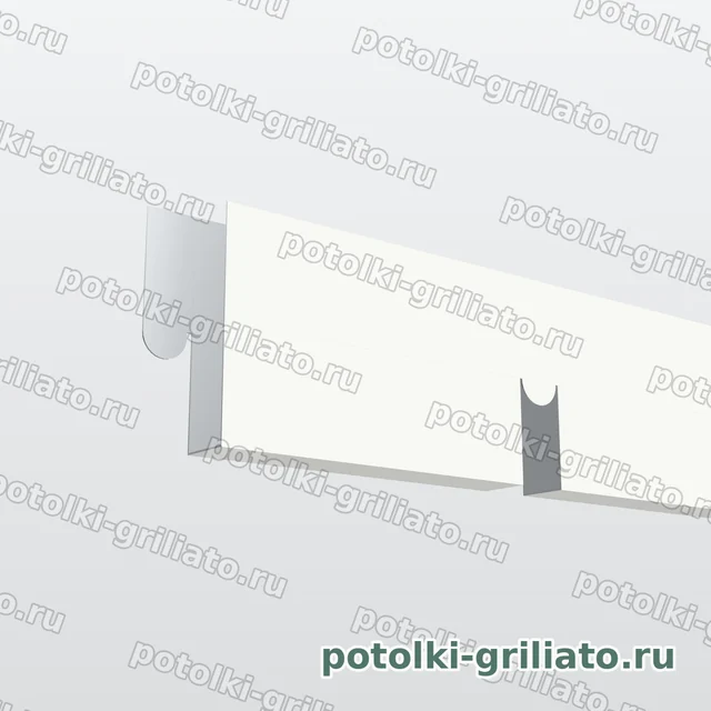 Профиль Грильято ПАПА 75х75 (высота 40 мм, ширина 10 мм), Эконом, белый матовый, 600 мм — 3D-иллюстрация — торец профиля крупным планом