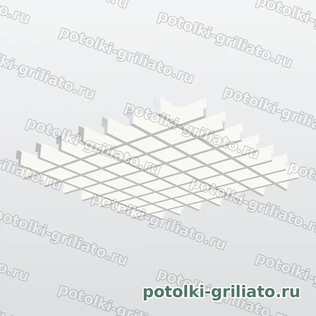 Потолок Грильято 75х75 (высота 40 мм, ширина 10 мм), Эконом, белый матовый