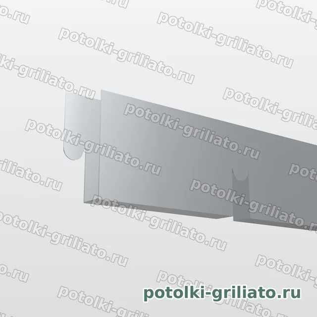 Профиль Грильято ПАПА 75х75 (высота 40 мм, ширина 10 мм), Эконом, металлик, 600 мм — 3D-иллюстрация — торец профиля крупным планом