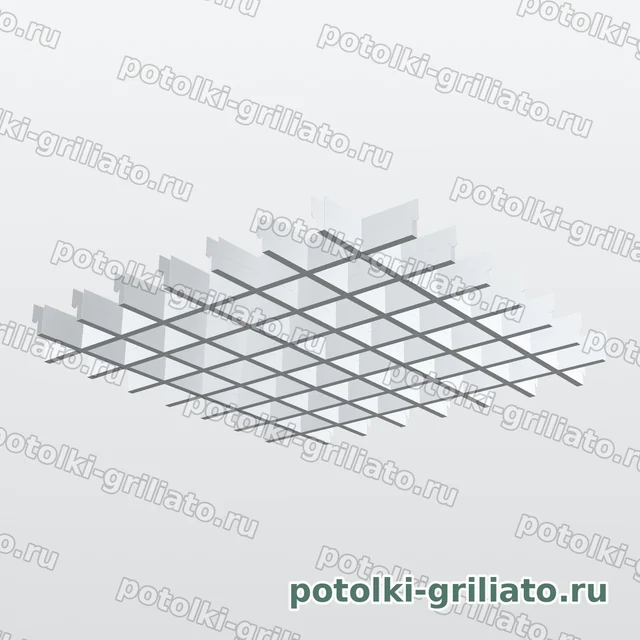 Потолок Грильято 75х75 (высота 40 мм, ширина 10 мм), Эконом, металлик