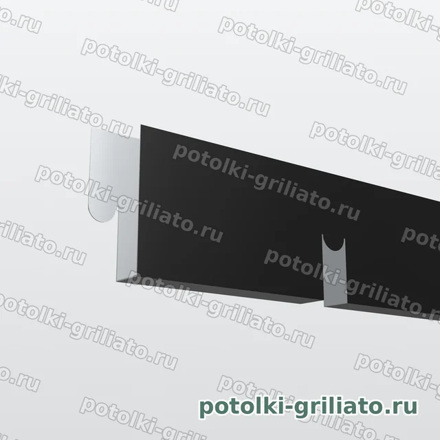 Профиль Грильято ПАПА 75х75 (высота 40 мм, ширина 10 мм), Эконом, черный, 600 мм — 3D-иллюстрация — торец профиля крупным планом