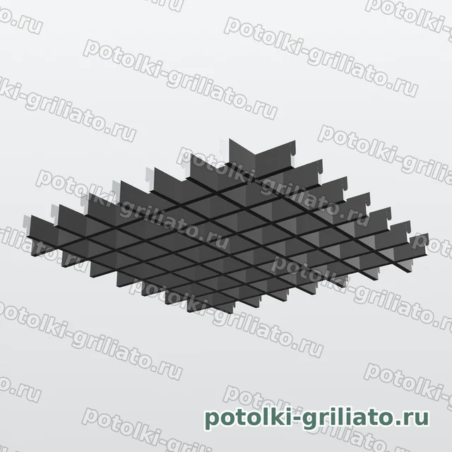 Потолок Грильято 75х75 (высота 40 мм, ширина 10 мм), Эконом, черный