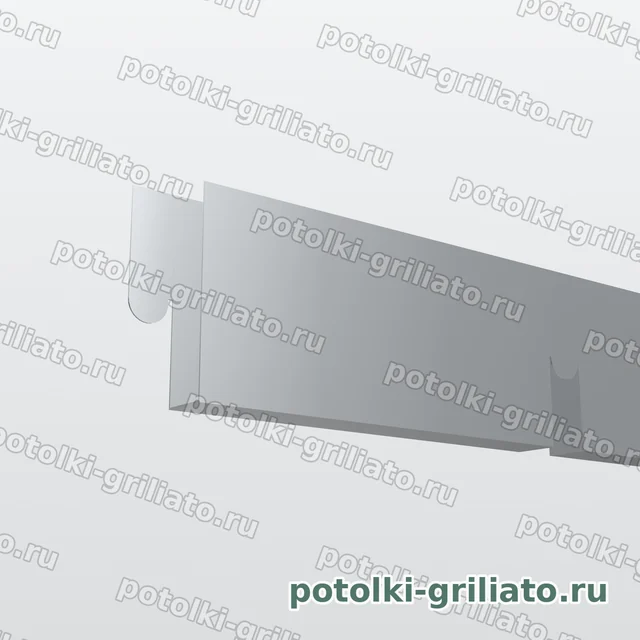 Профиль Грильято ПАПА 100х100 (высота 40 мм, ширина 10 мм), Эконом, металлик, 600 мм — 3D-иллюстрация — торец профиля крупным планом