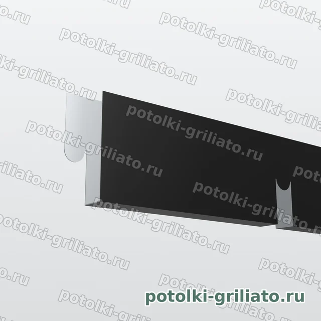 Профиль Грильято ПАПА 100х100 (высота 40 мм, ширина 10 мм), Эконом, черный, 600 мм — 3D-иллюстрация — торец профиля крупным планом