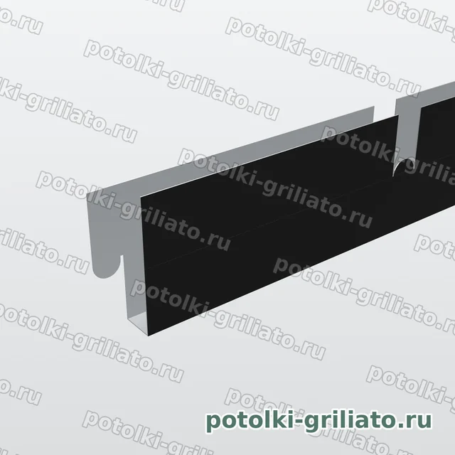 Профиль Грильято поперечный 100х100 (высота 40 мм, ширина 10 мм), Эконом, черный, 600 мм — 3D-иллюстрация — торец профиля крупным планом